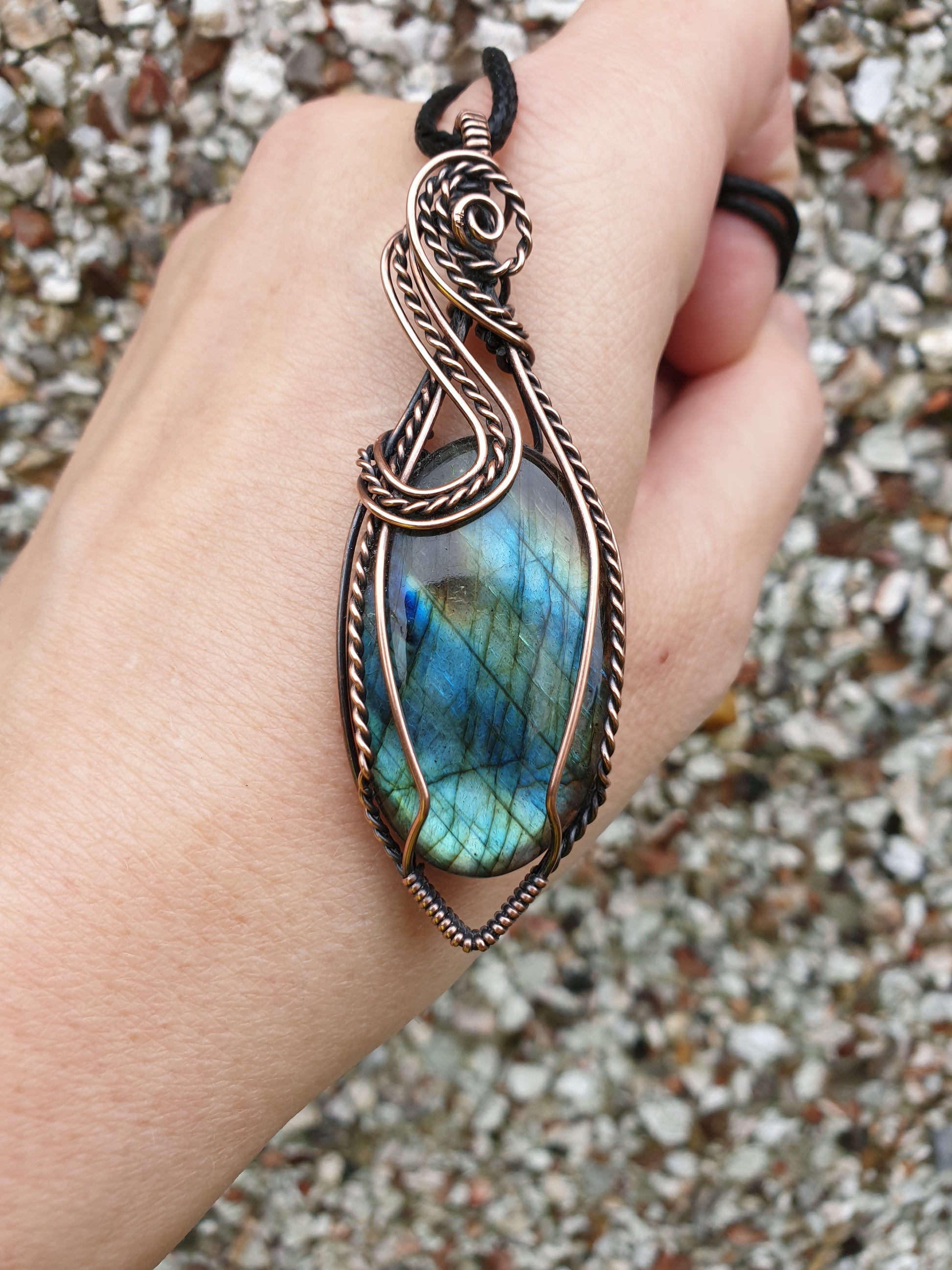 One-of-a-Kind shimmery labradorite gemstone pendant