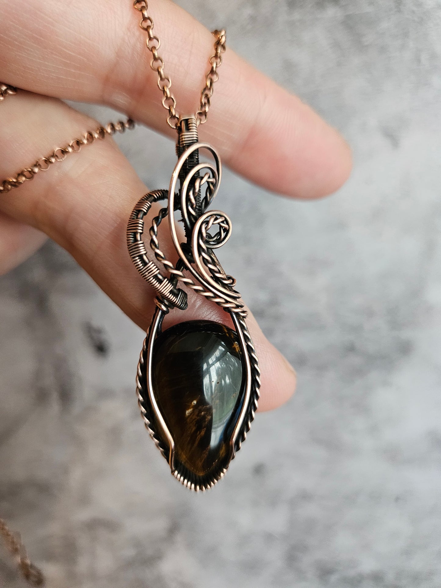 One-of-a-kind tiger eye gemstone pendant