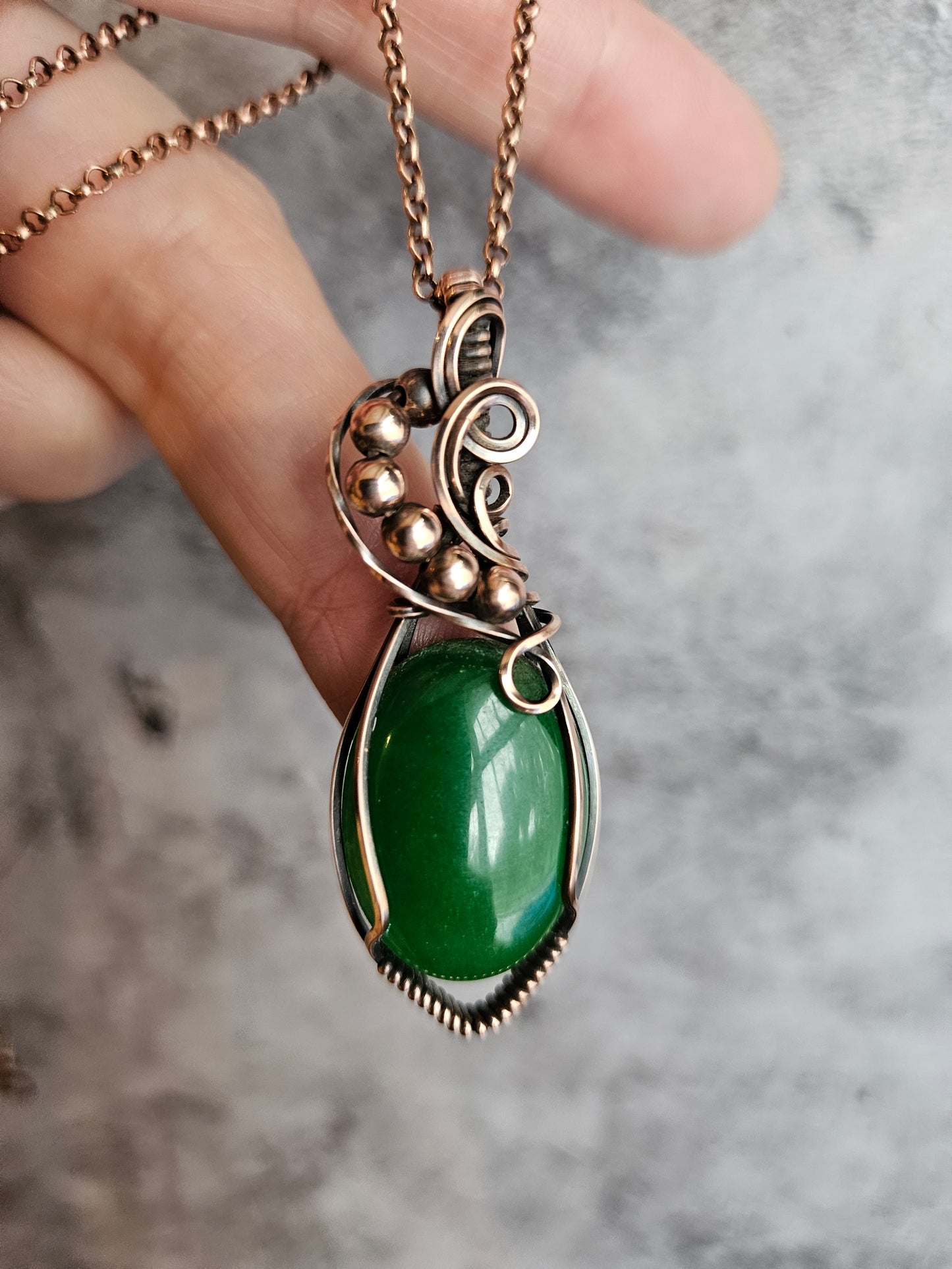 Enchanting Jade handmade copper wire-wrapped pendant