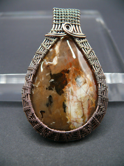 Wire weaved jasper gemstone pendant