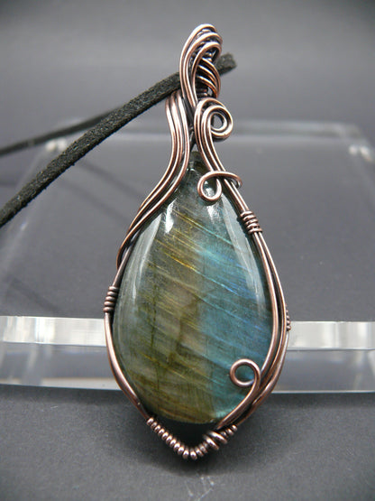 Large labradorite gemstone statement pendant