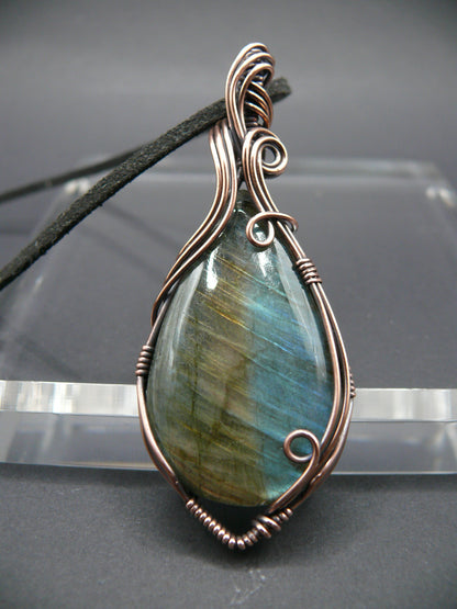 Large labradorite gemstone statement pendant