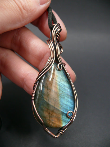 Large labradorite gemstone statement pendant