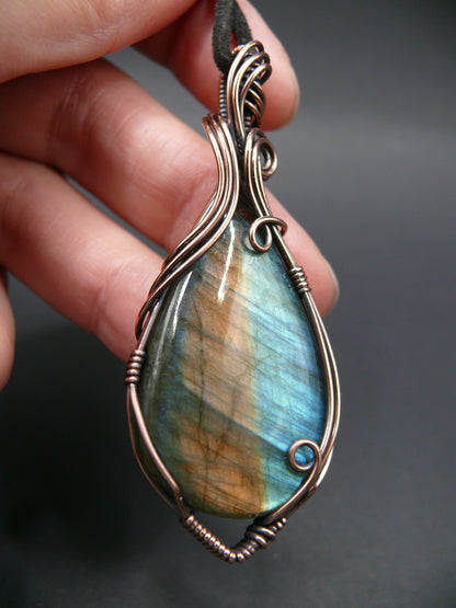 Large labradorite gemstone statement pendant