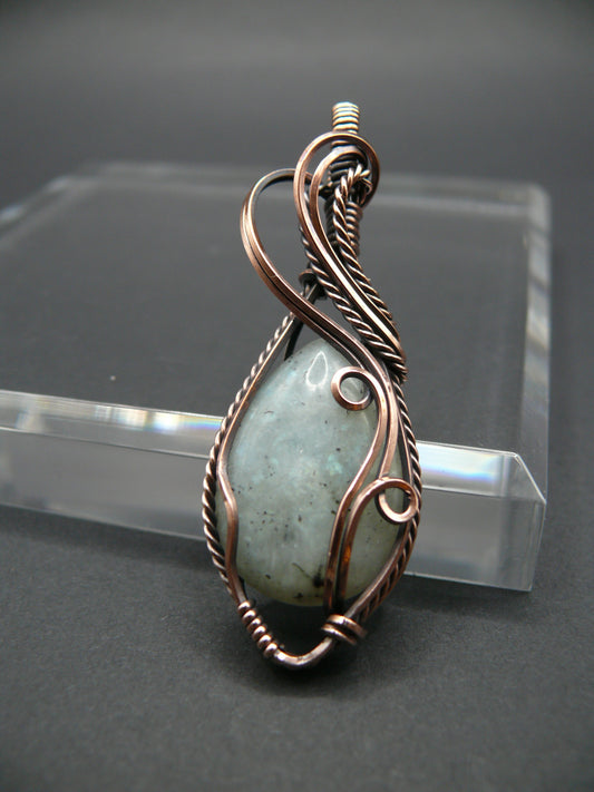 Moonstone pendant wire wrapped in copper