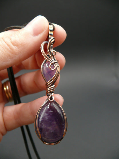 Double amethyst gemstone pendant