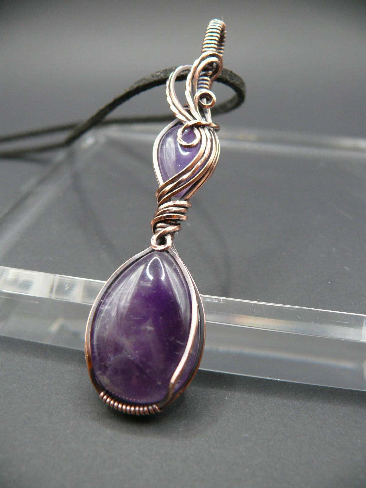 Double amethyst gemstone pendant