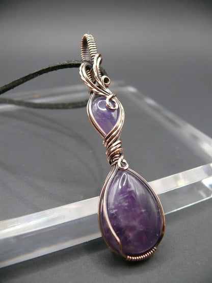 Double amethyst gemstone pendant