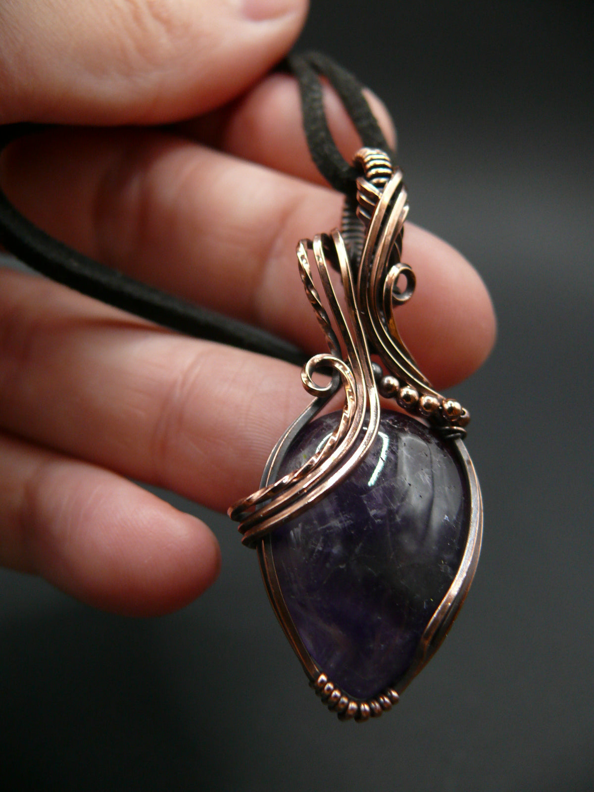 Dark purple amethyst gemstone pendant