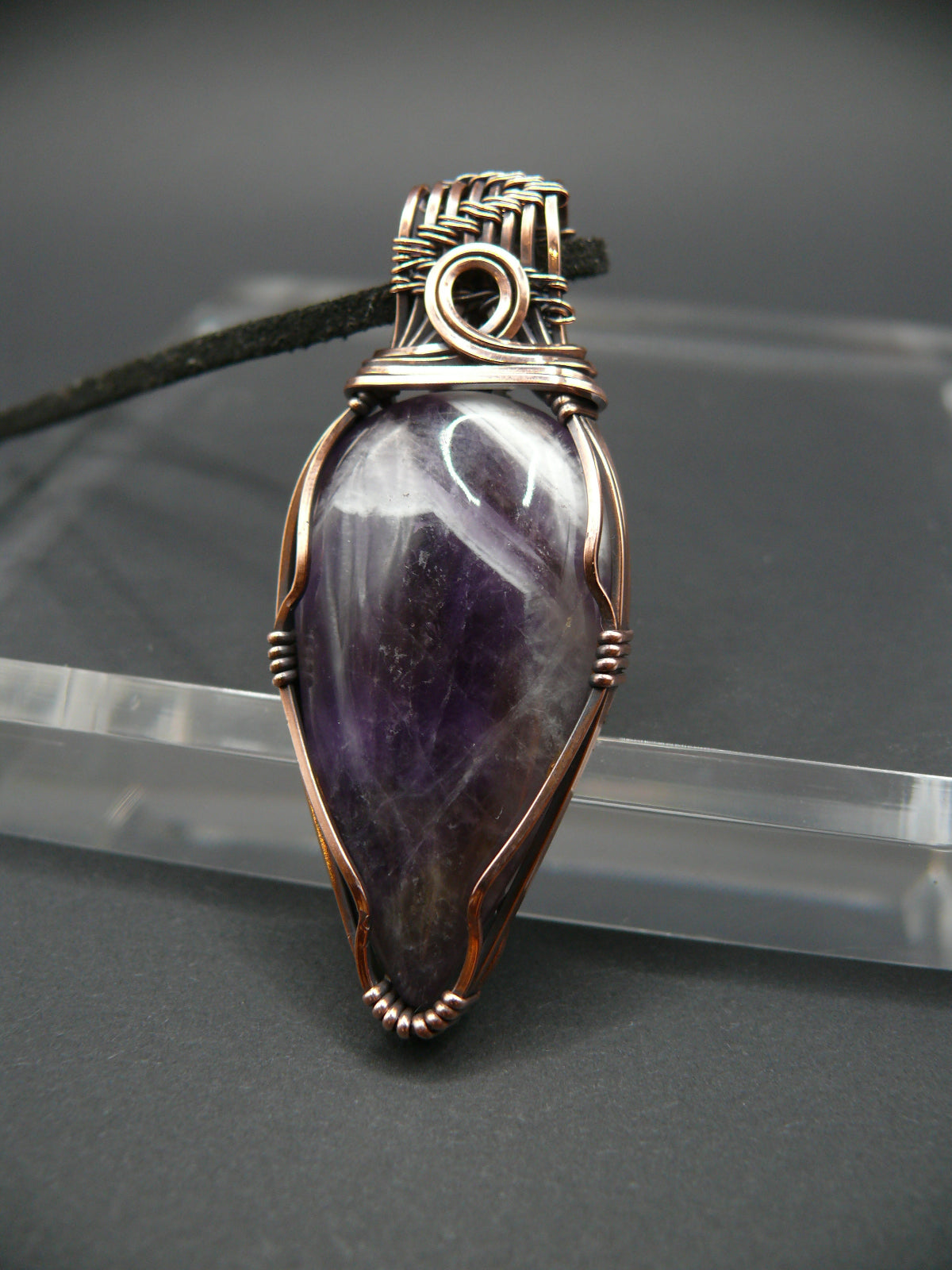 Dark purple laced amethyst statement pendant