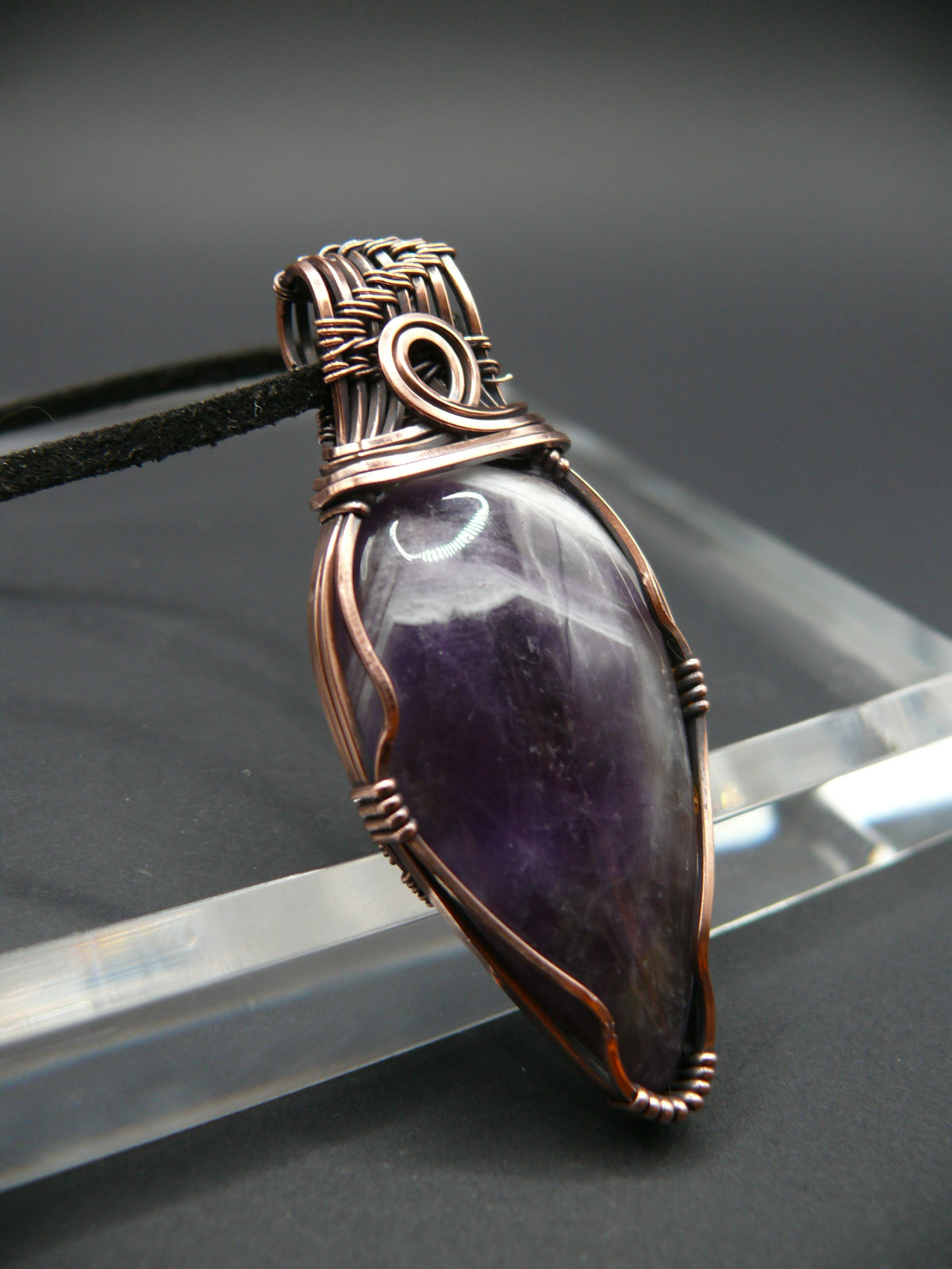 Dark purple laced amethyst statement pendant