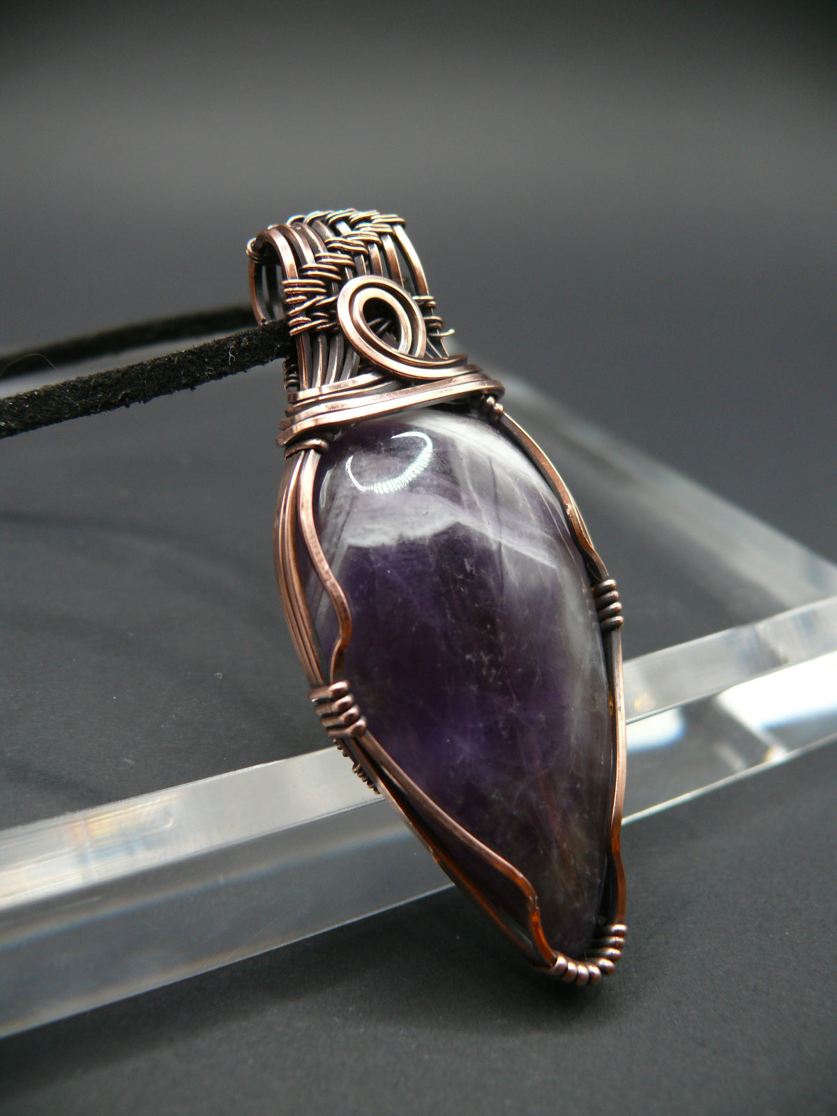 Dark purple laced amethyst statement pendant