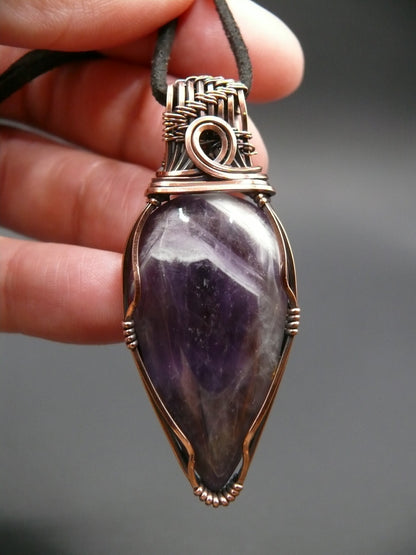 Dark purple laced amethyst statement pendant