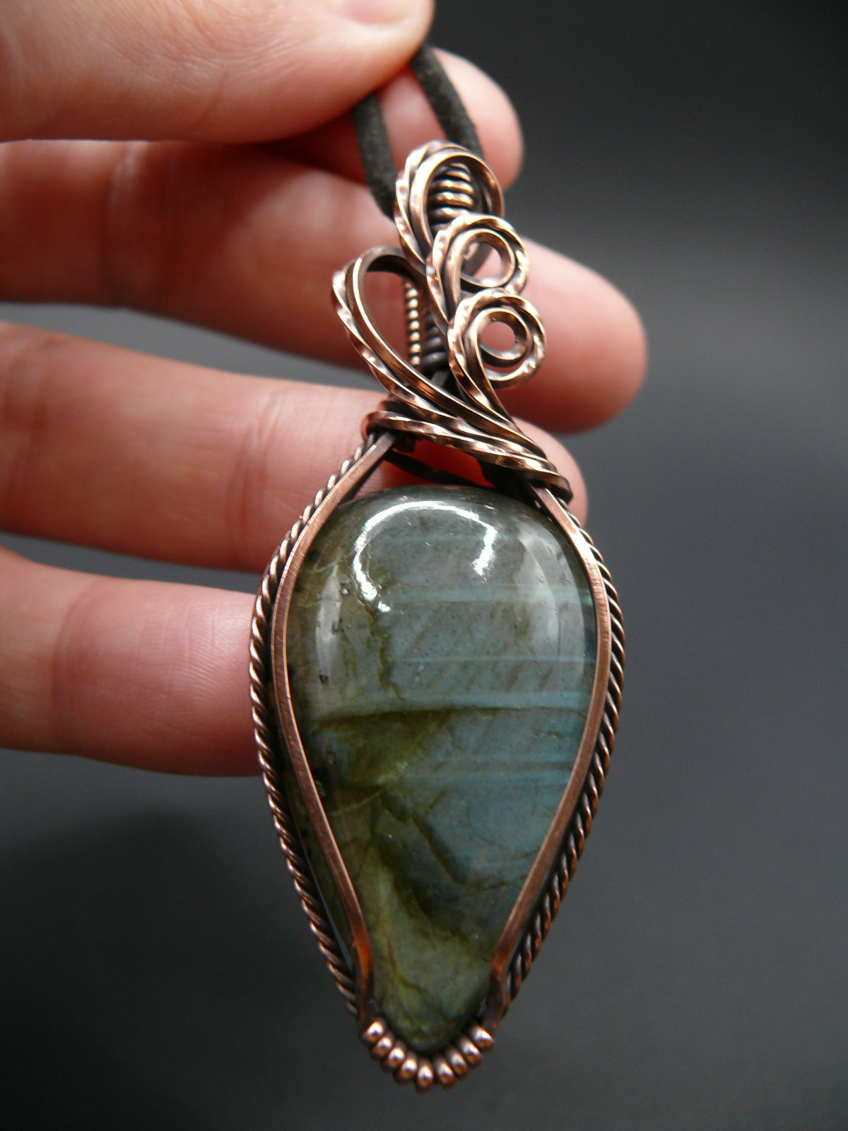 Large labradorite gemstone statement pendant