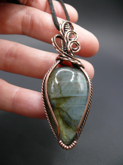 Large labradorite gemstone statement pendant