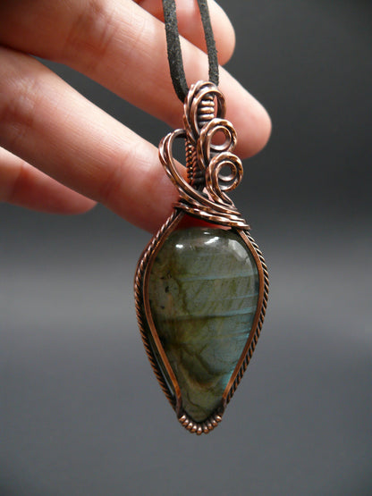 Large labradorite gemstone statement pendant