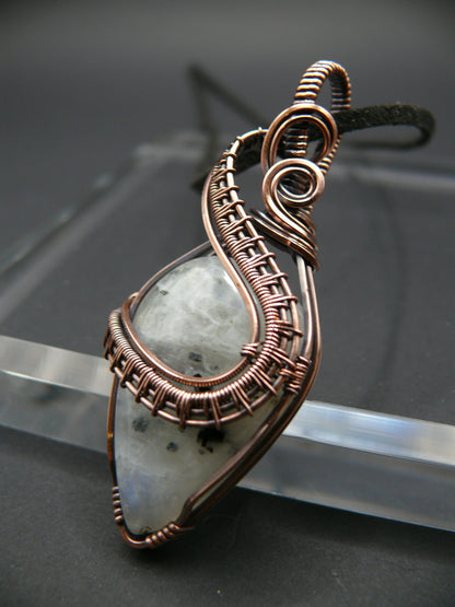 Moonstone with black tourmaline pendant