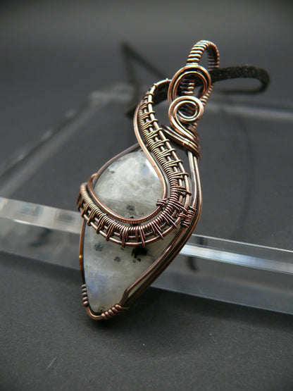 Moonstone with black tourmaline pendant