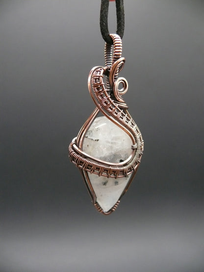 Moonstone with black tourmaline pendant