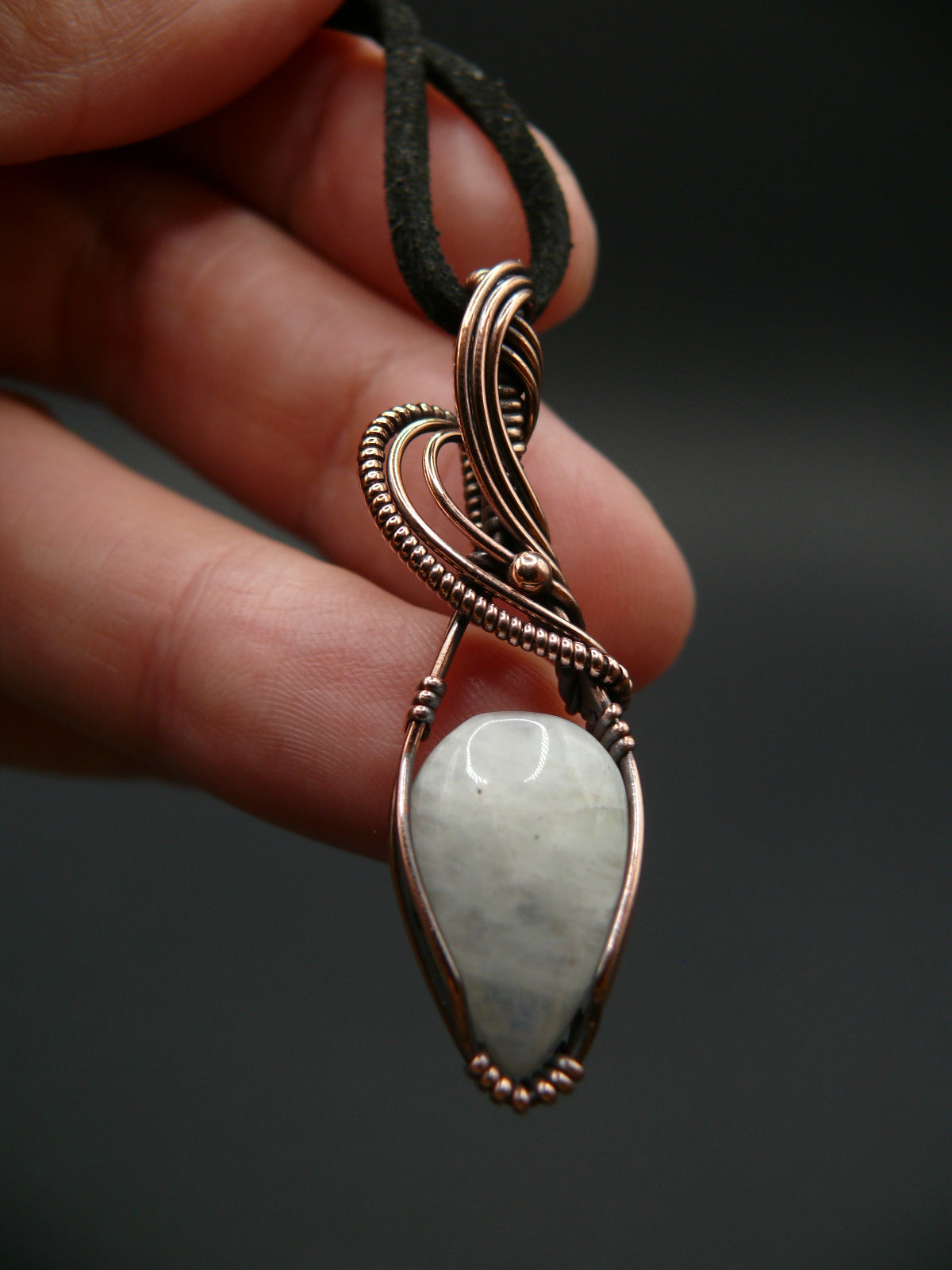 White moonstone teardrop pendant