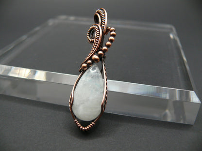 Wire wrapped white moonstone pendant