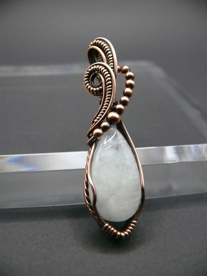 Wire wrapped white moonstone pendant