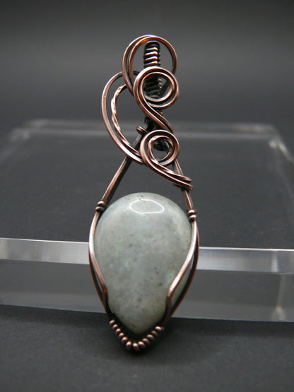 Moonstone pendant wire wrapped in copper