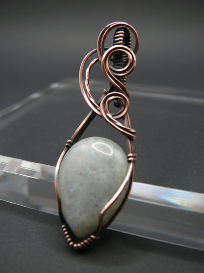 Moonstone pendant wire wrapped in copper