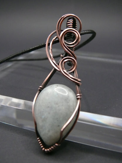 Moonstone pendant wire wrapped in copper