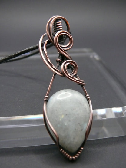 Moonstone pendant wire wrapped in copper