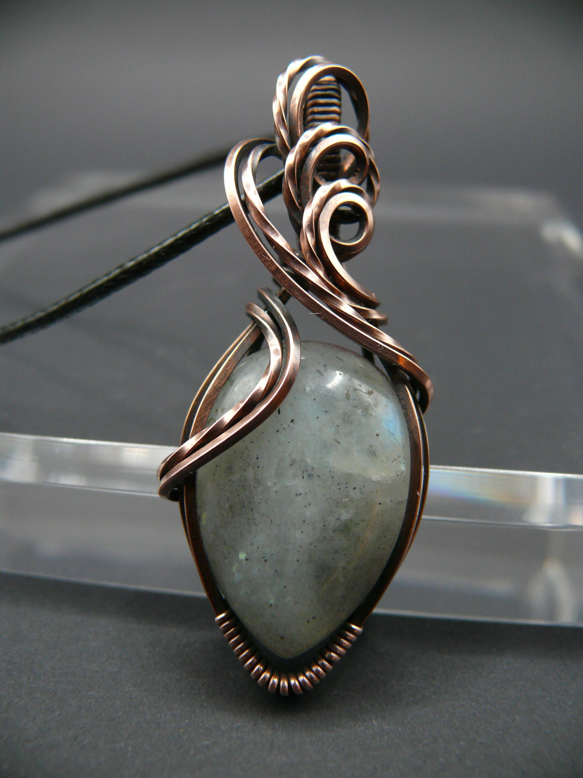 Handcrafted Moonstone pendant wire wrapped in copper