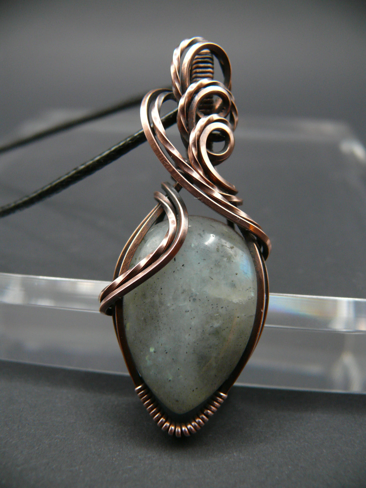 Handcrafted Moonstone pendant wire wrapped in copper