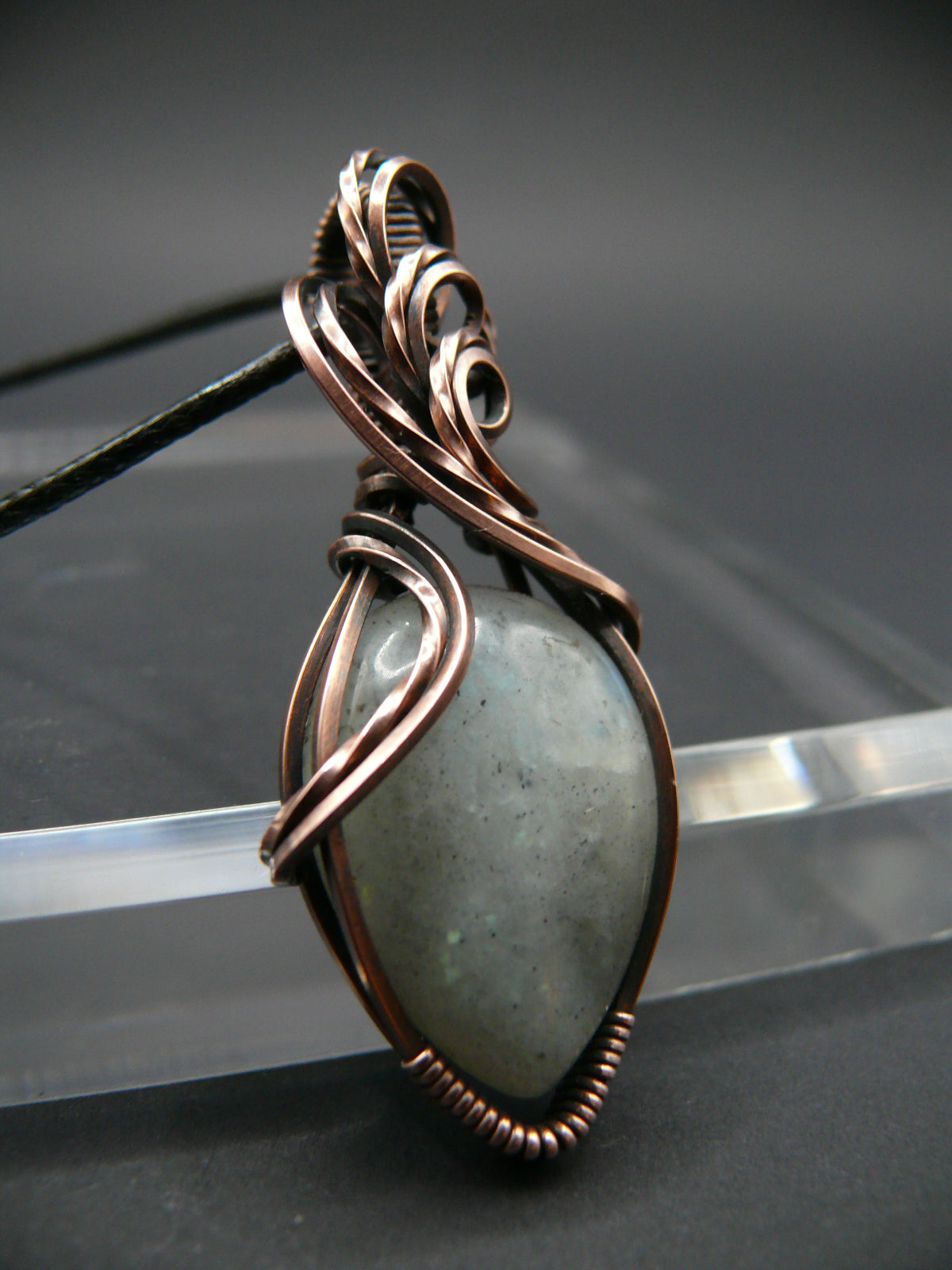 Handcrafted Moonstone pendant wire wrapped in copper