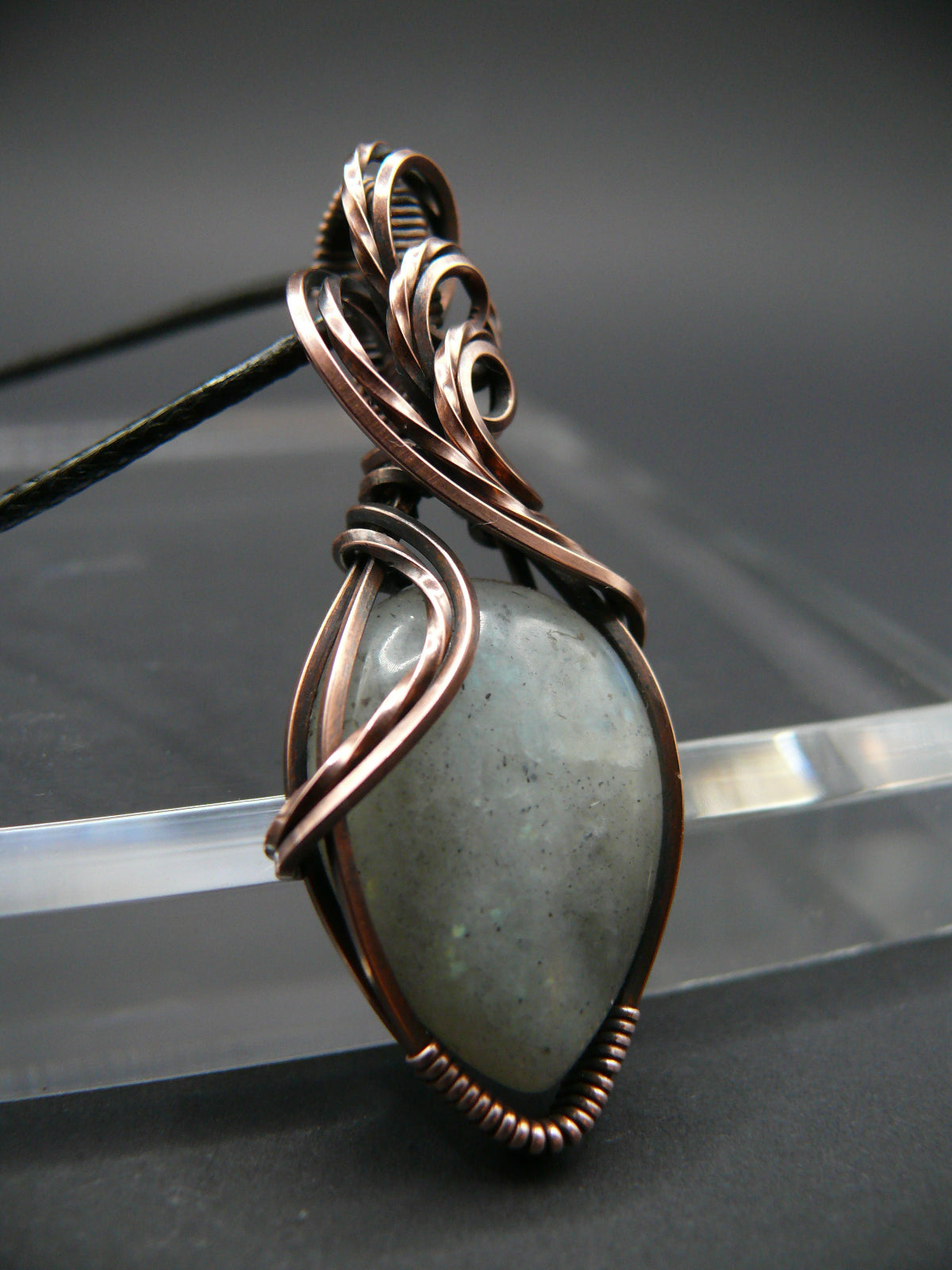 Handcrafted Moonstone pendant wire wrapped in copper