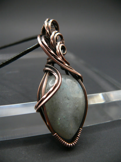 Handcrafted Moonstone pendant wire wrapped in copper