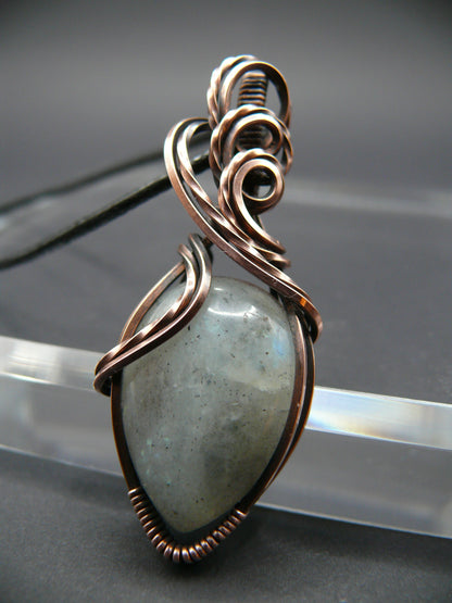 Handcrafted Moonstone pendant wire wrapped in copper