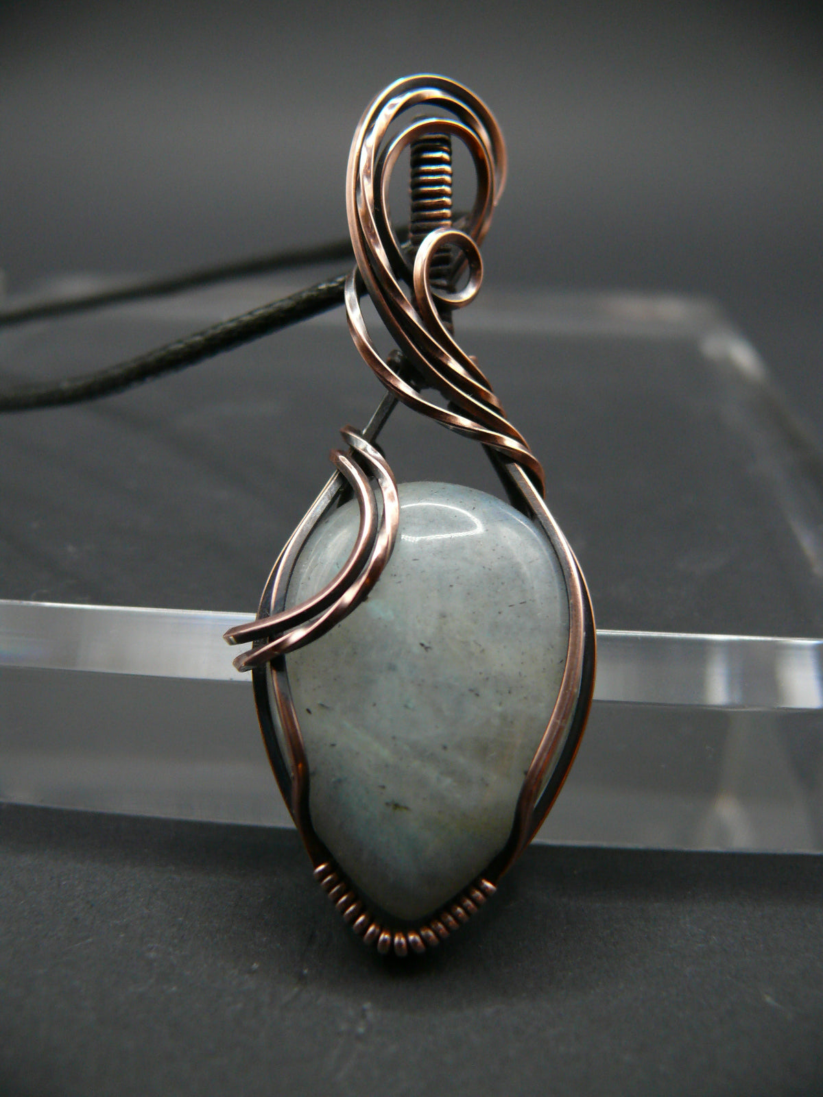 Handmade moonstone pendant wire wrapped in copper