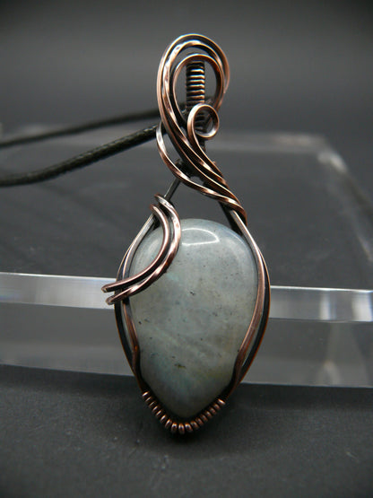 Handmade moonstone pendant wire wrapped in copper