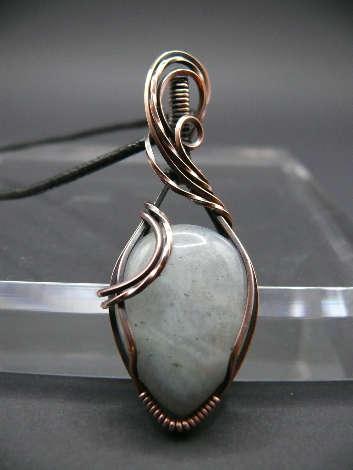 Handmade moonstone pendant wire wrapped in copper