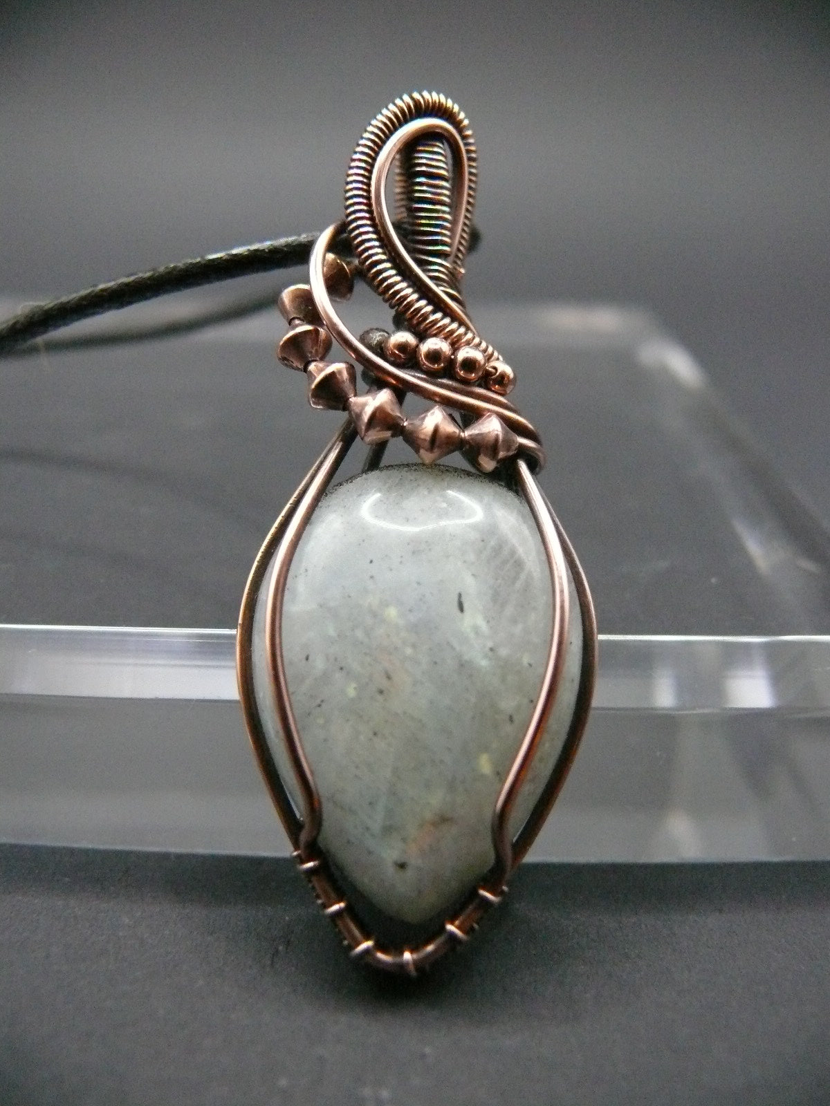 Wire wrapped moonstone pendant