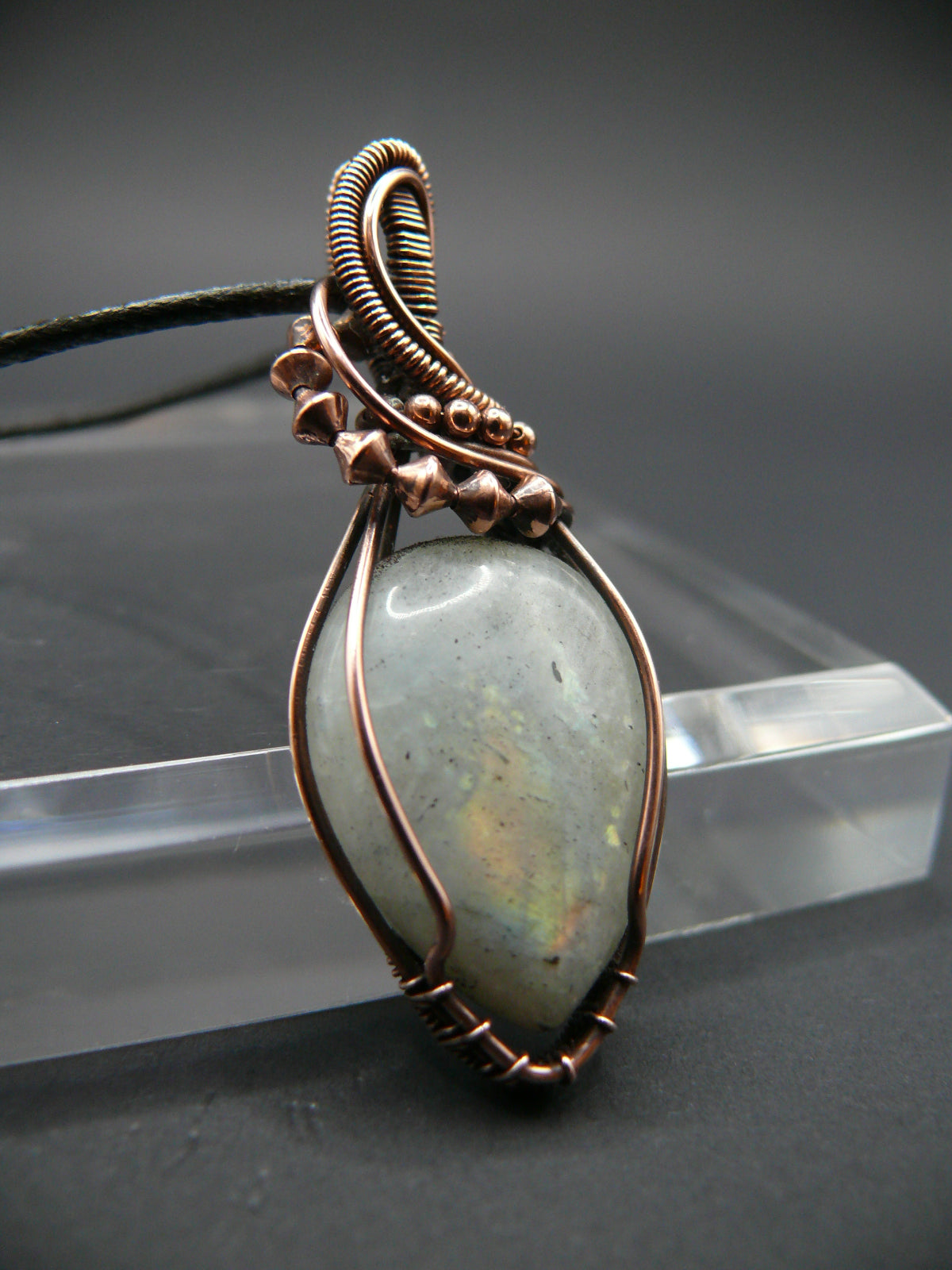 Wire wrapped moonstone pendant