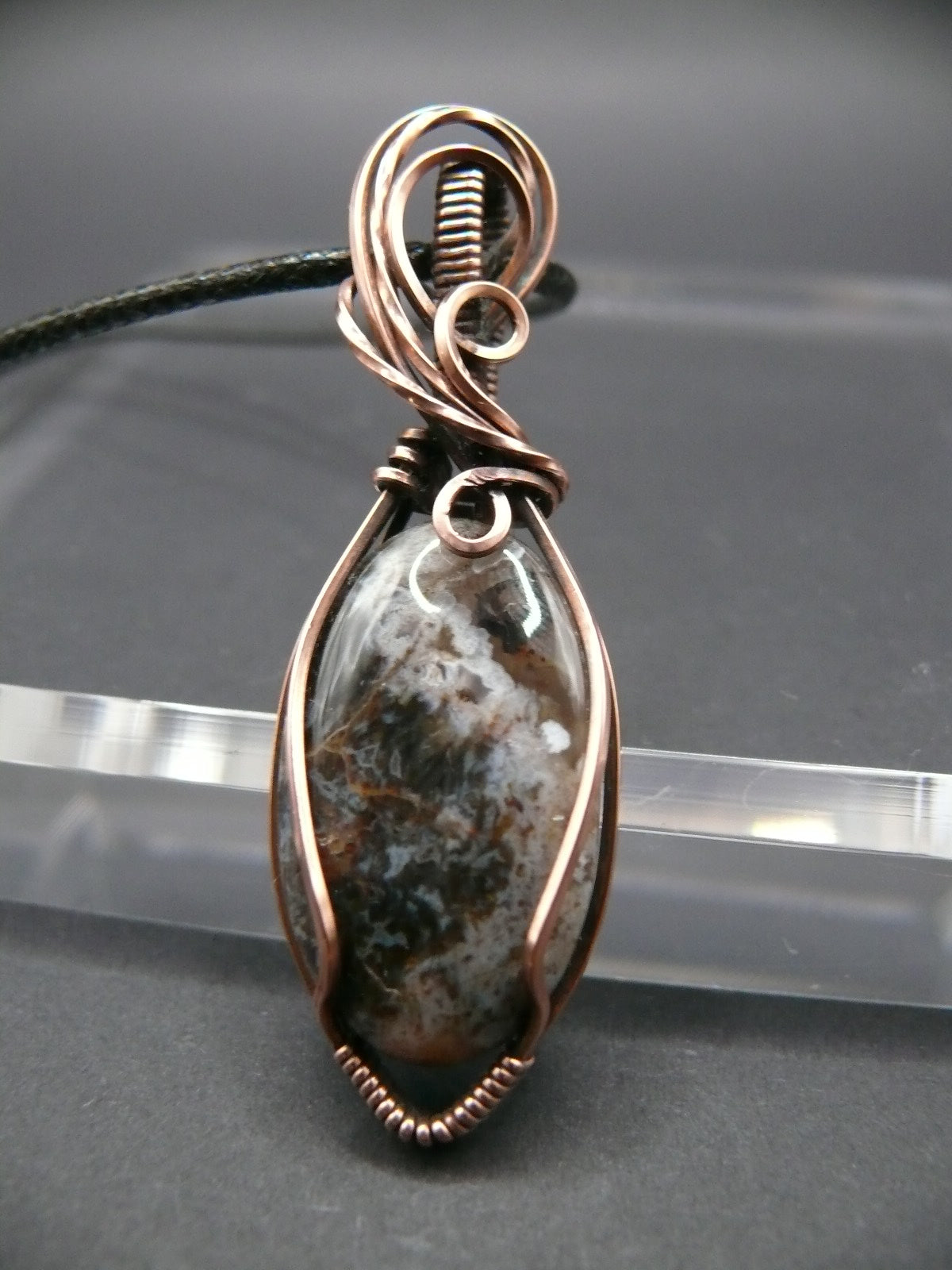 Wire wrapped ocean jasper pendant