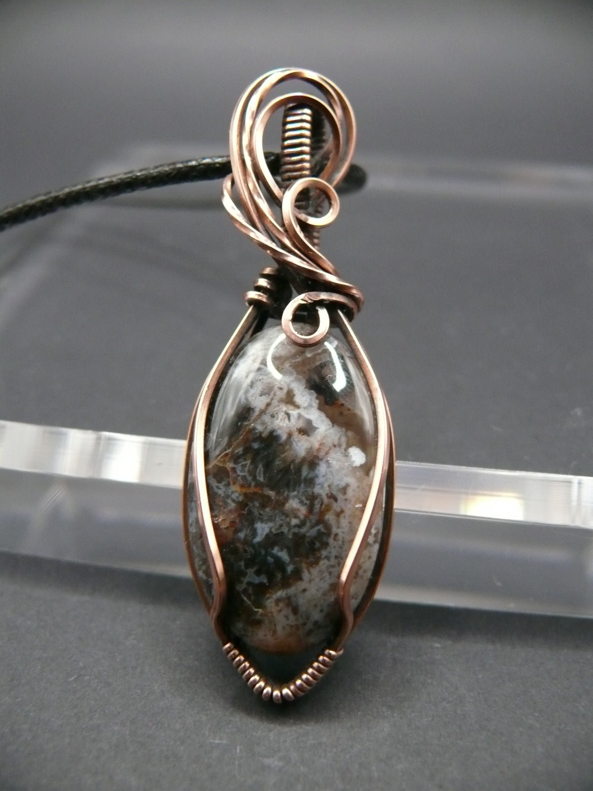 Wire wrapped ocean jasper pendant