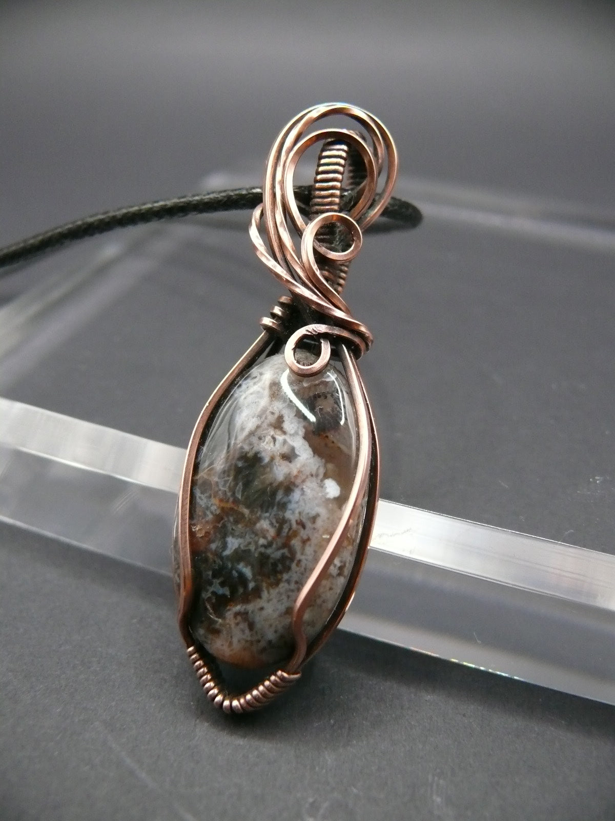 Wire wrapped ocean jasper pendant