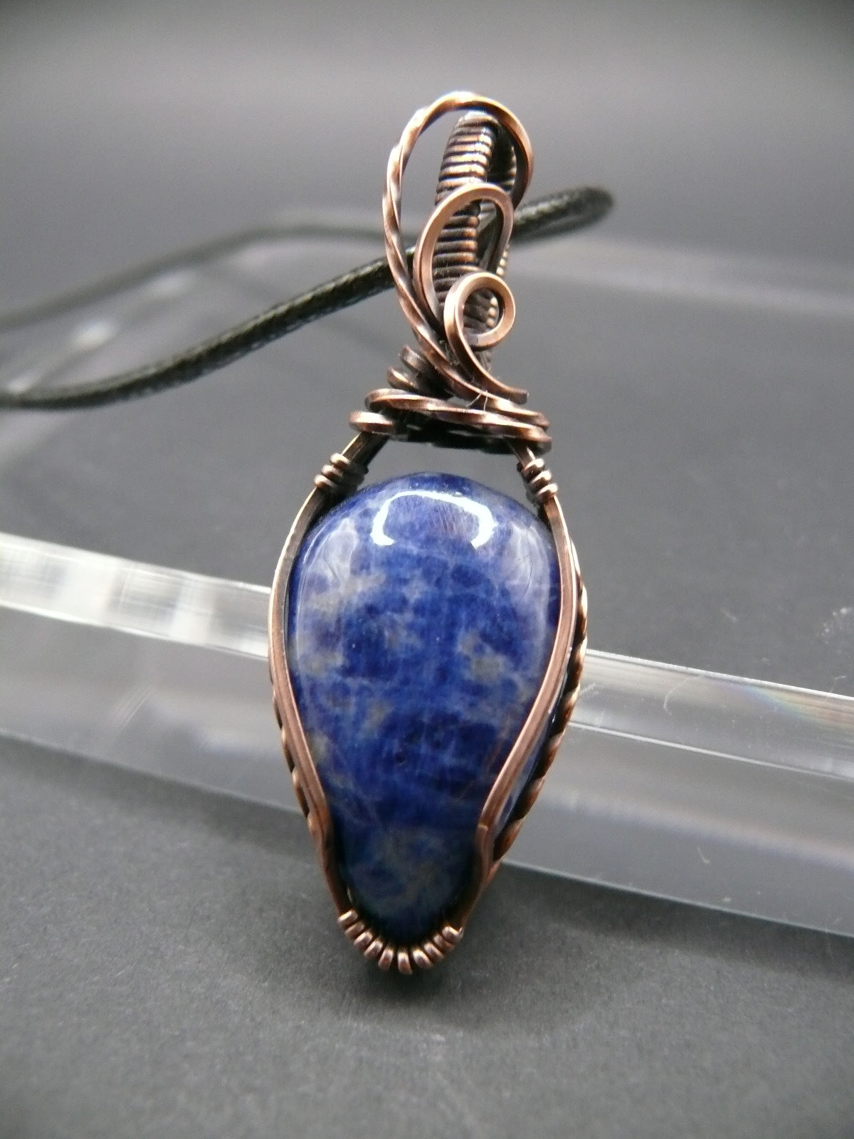 Wire wrapped sodalite pendant