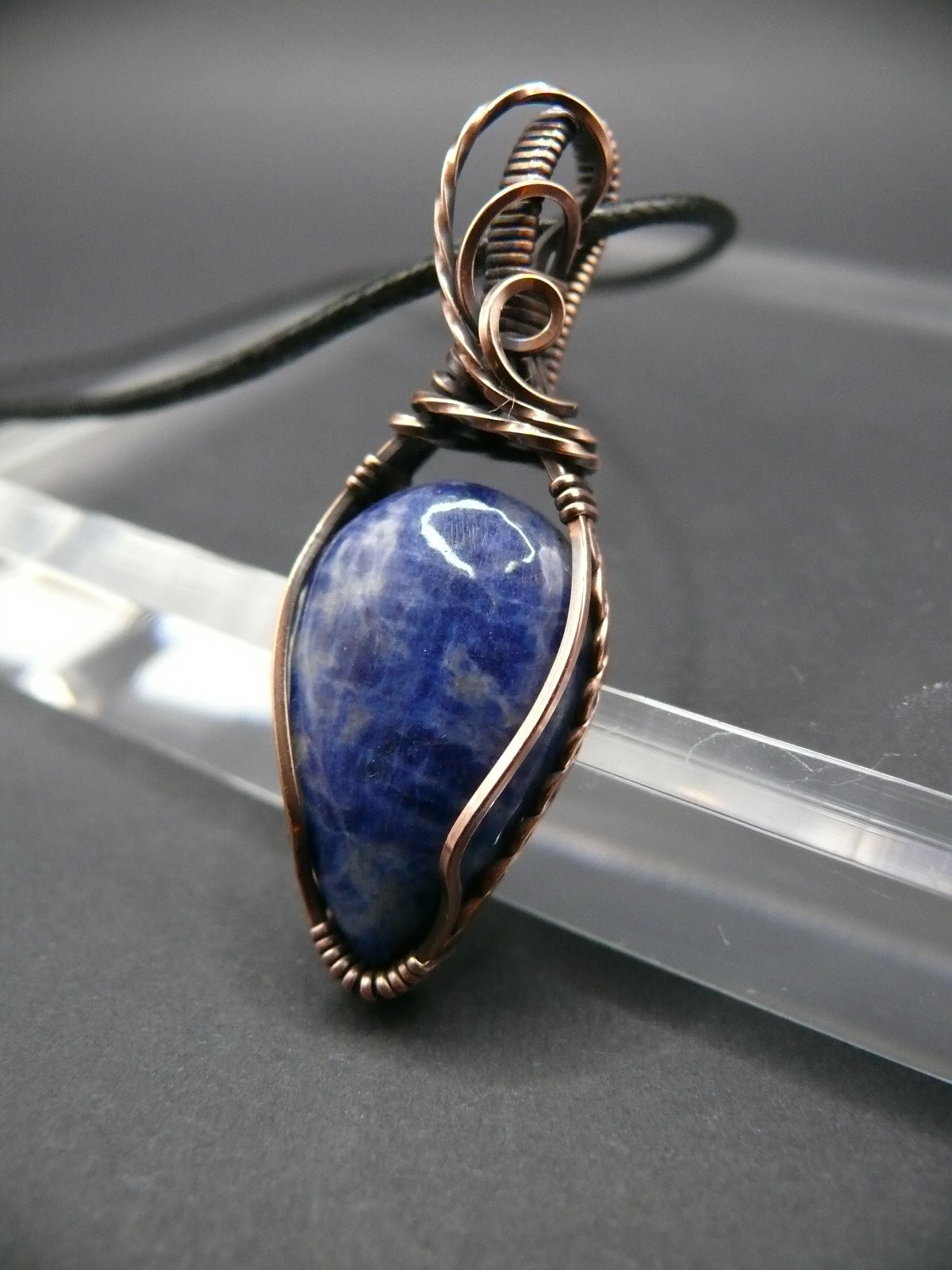 Wire wrapped sodalite pendant