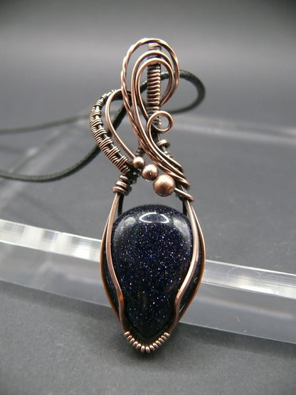 Blue sandstone gemstone pendant handmade