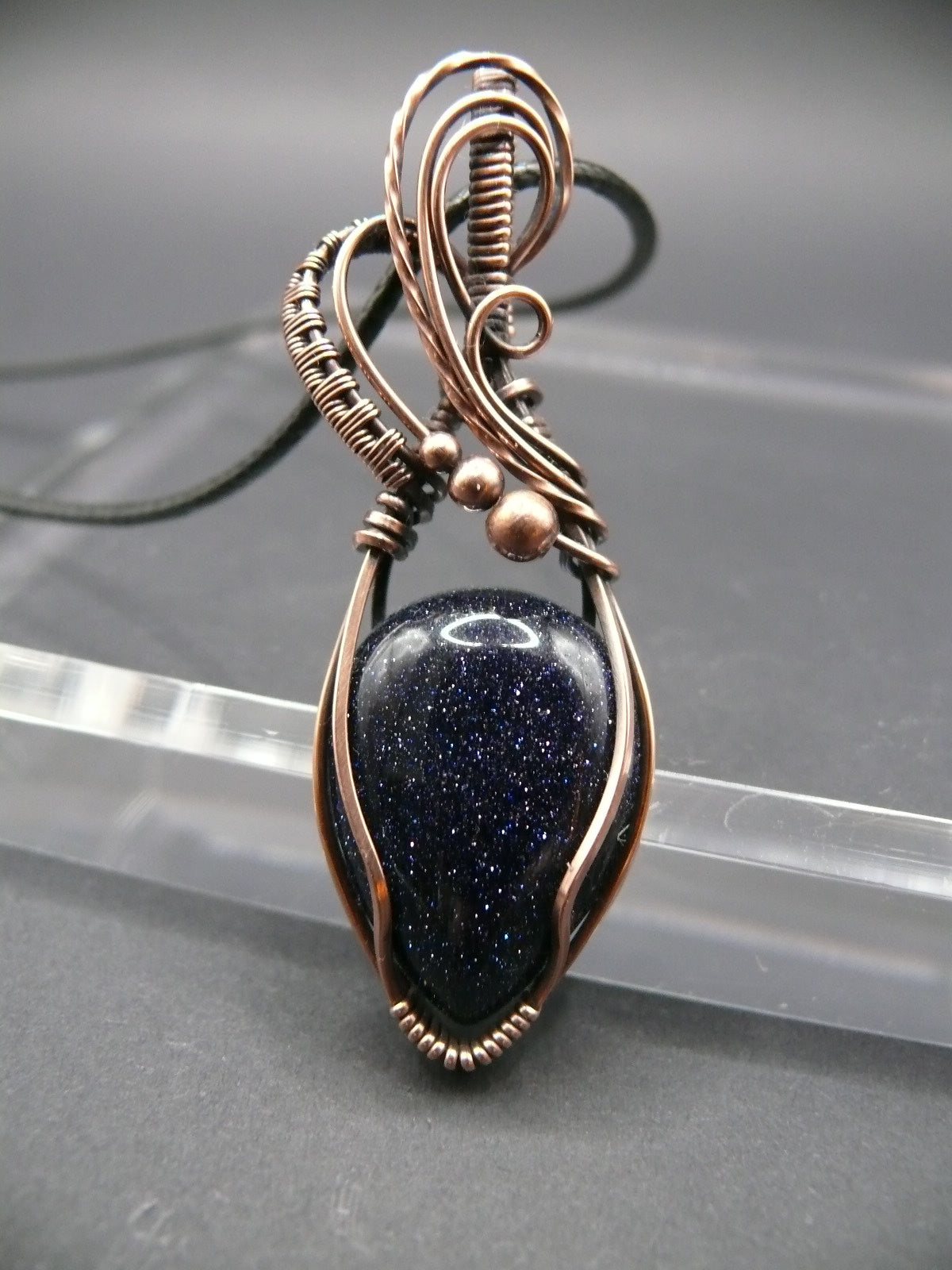 Blue sandstone gemstone pendant handmade