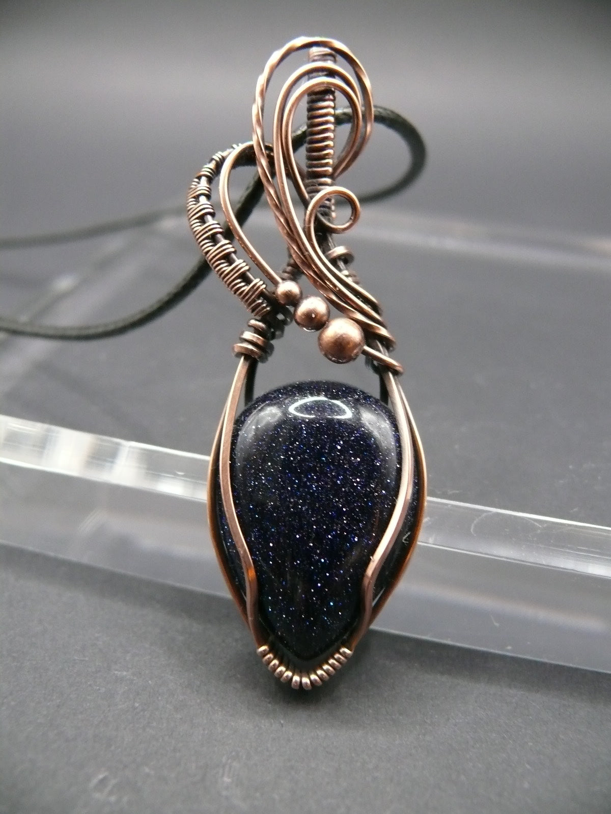 Blue sandstone gemstone pendant handmade