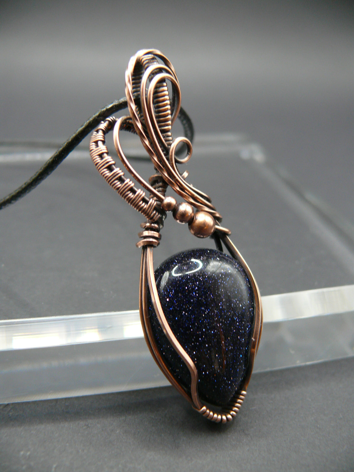 Blue sandstone gemstone pendant handmade